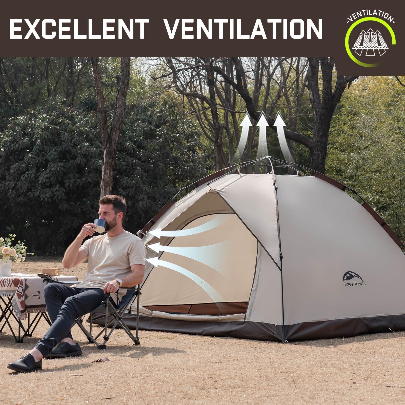 1/2/3/4 Person Instant Pop Up Camping Tent - Waterproof, Windproof & Easy Setup Dome Tent for Family Outdoor Adventures | Perfect for Camping, Hiking, Backpacking & Beach Trips
