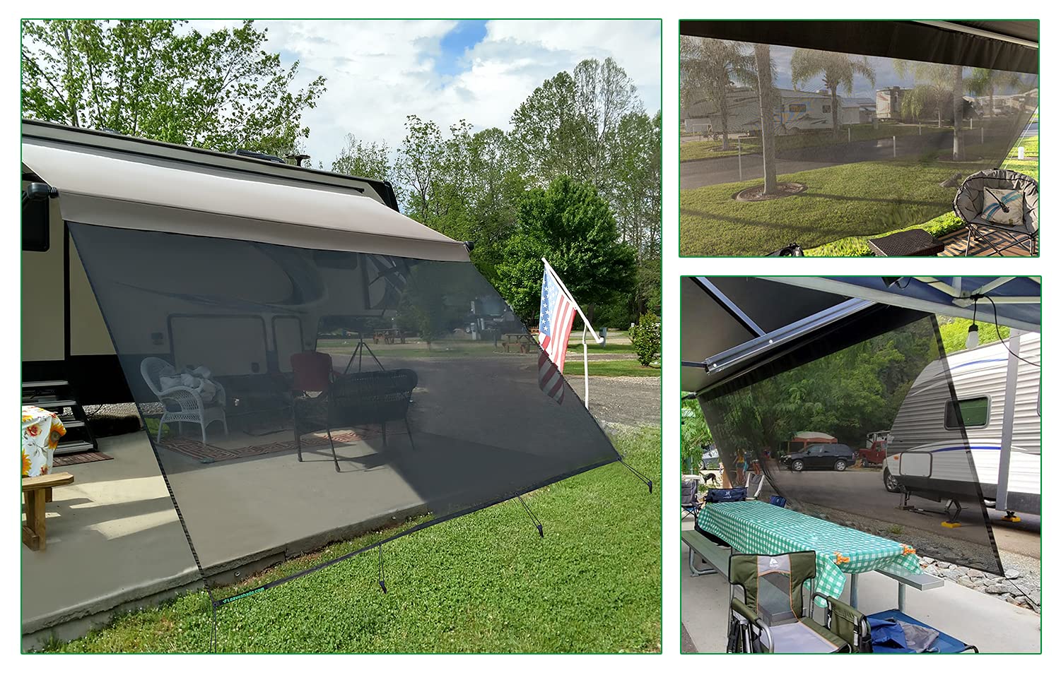 Leaveshade RV Awning Sun Shade Screen 8' X 15' 3'' - UV Blocking Mesh Canopy for 16' Awning - Motorhome & Camping Trailer Sun Protection - Gray (3 Year Warranty) - Perfect for Outdoor Camping, Road Trips, and RV Park Shade