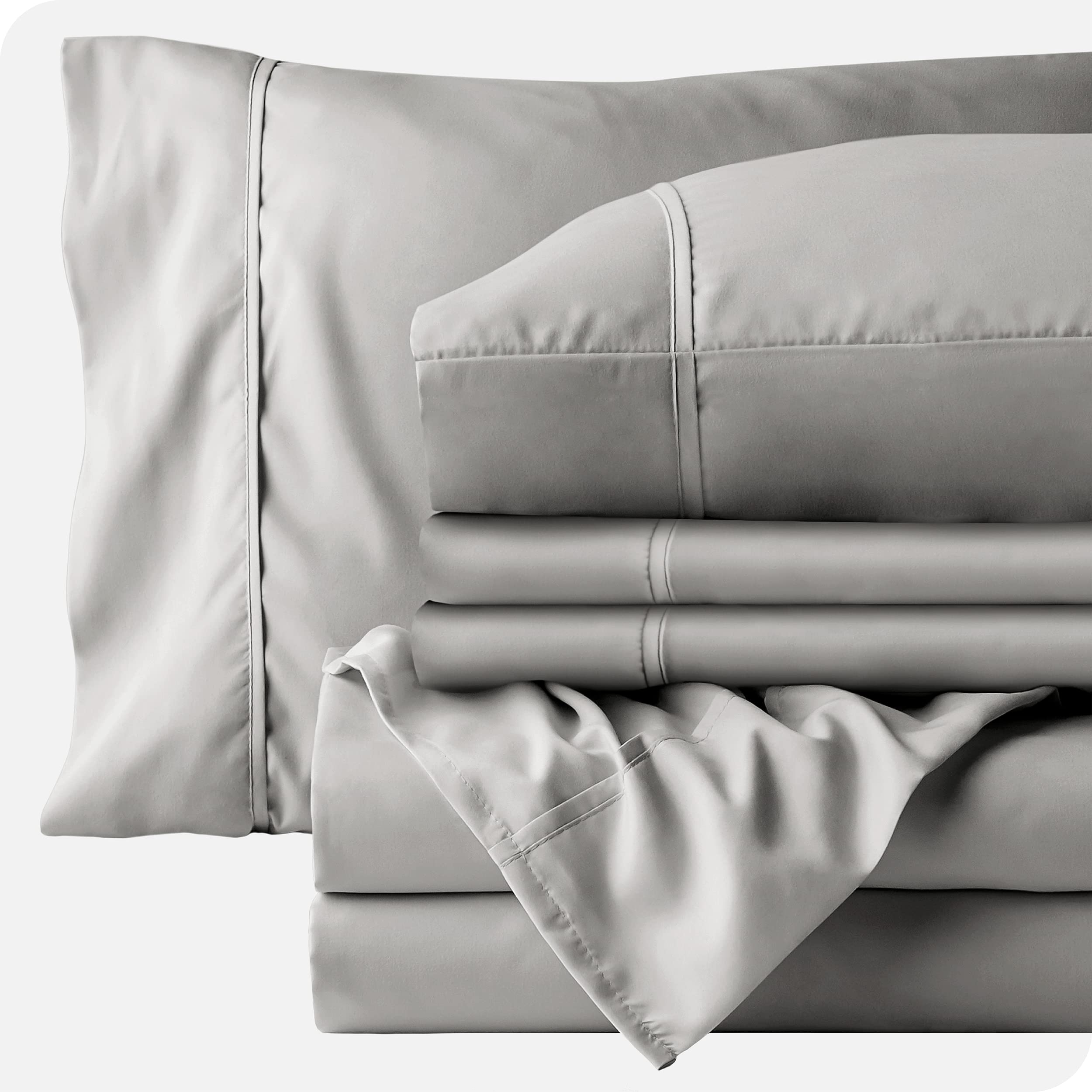 Premium 6-Piece Light Grey Twin Sheet Set - 32 Inch Deep Pockets for Adjustable Beds | Soft, Breathable & Wrinkle-Resistant | Perfect for Guest Rooms, Dorms & Cozy Bedrooms