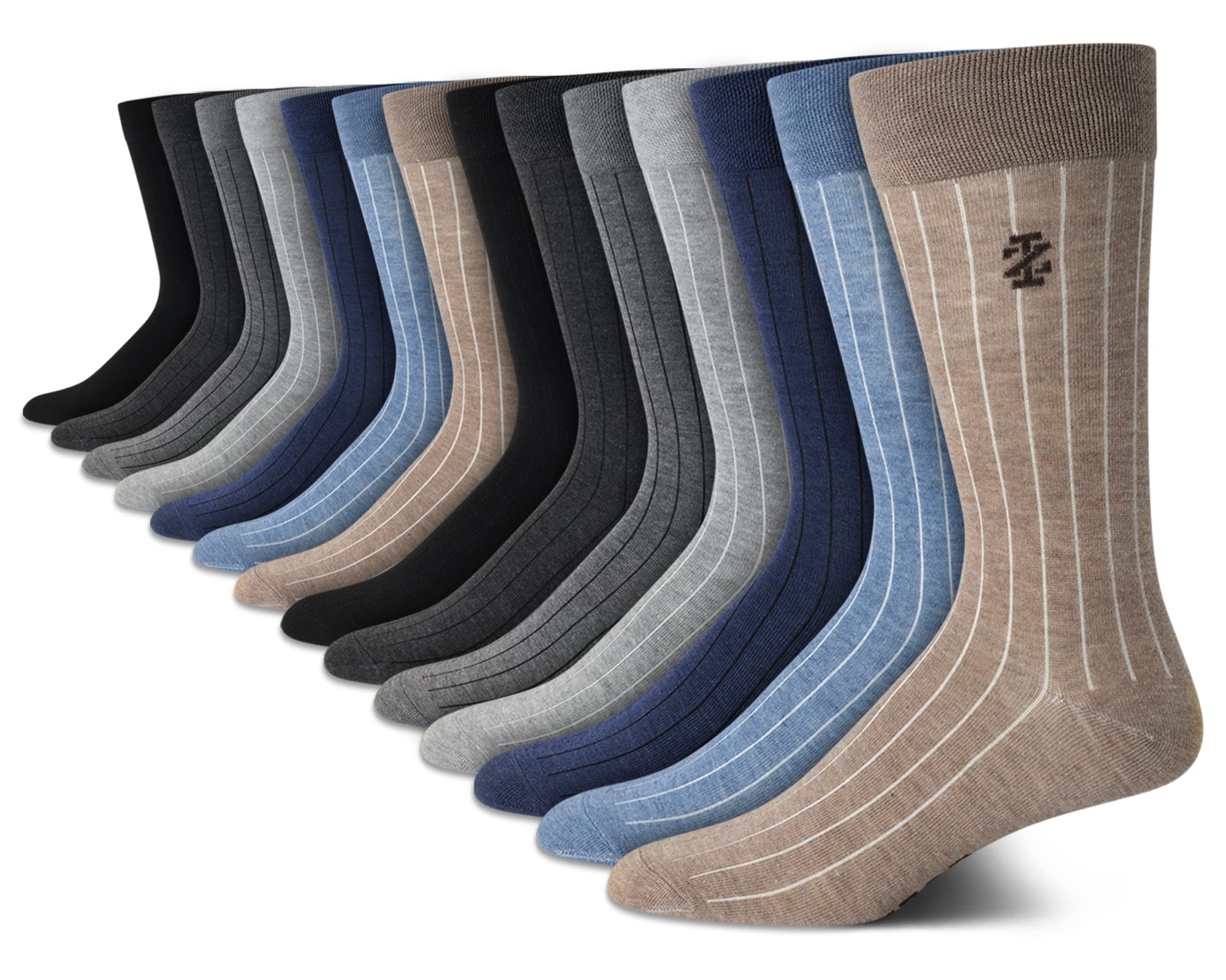 IZOD Men's Dress Socks 14-Pack - Lightweight Soft Comfort Stretch Crew Socks for Men, Breathable Formal Socks Size 6-12.5 - Perfect for Office, Business & Dress Shoes