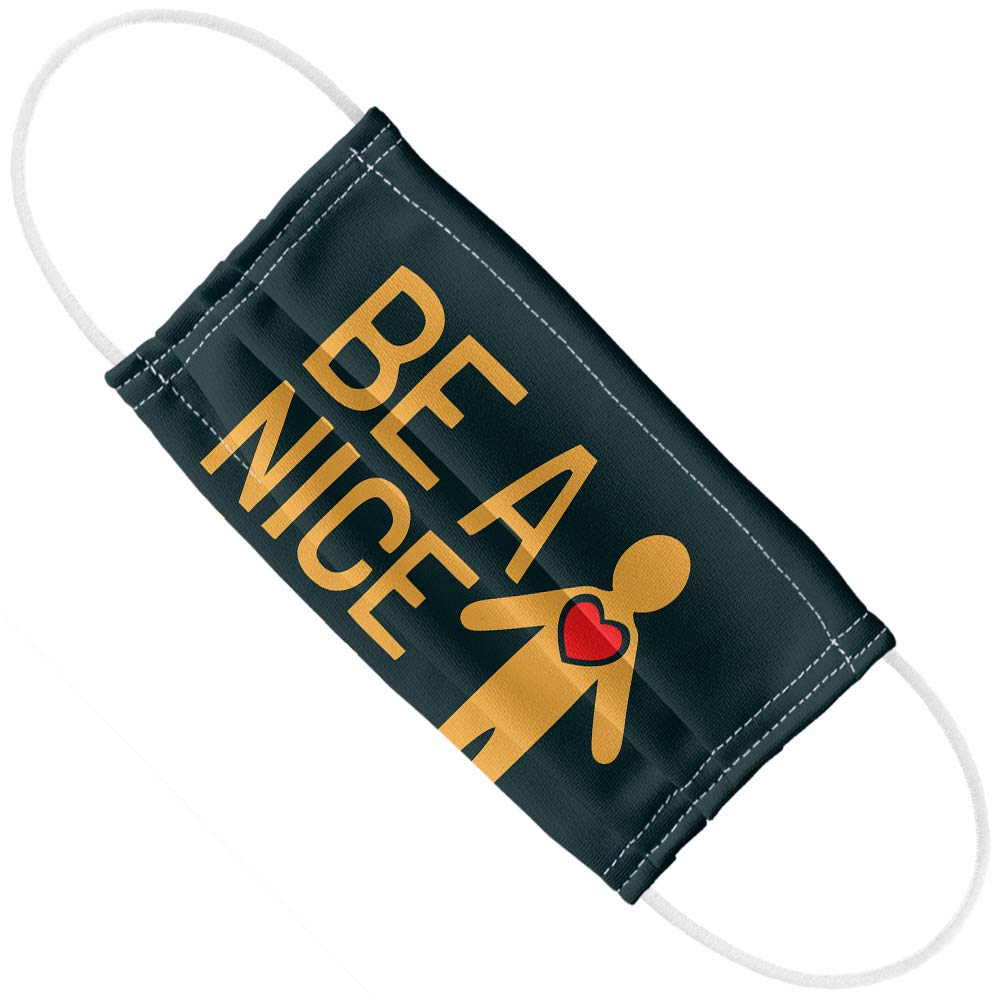 Popfunk Be A Nice Human with Heart 1-Ply Reusable Face Mask - Unisex Washable Cloth Mask for Daily Protection & Comfort - Perfect for Work, School, Travel & Public Safety