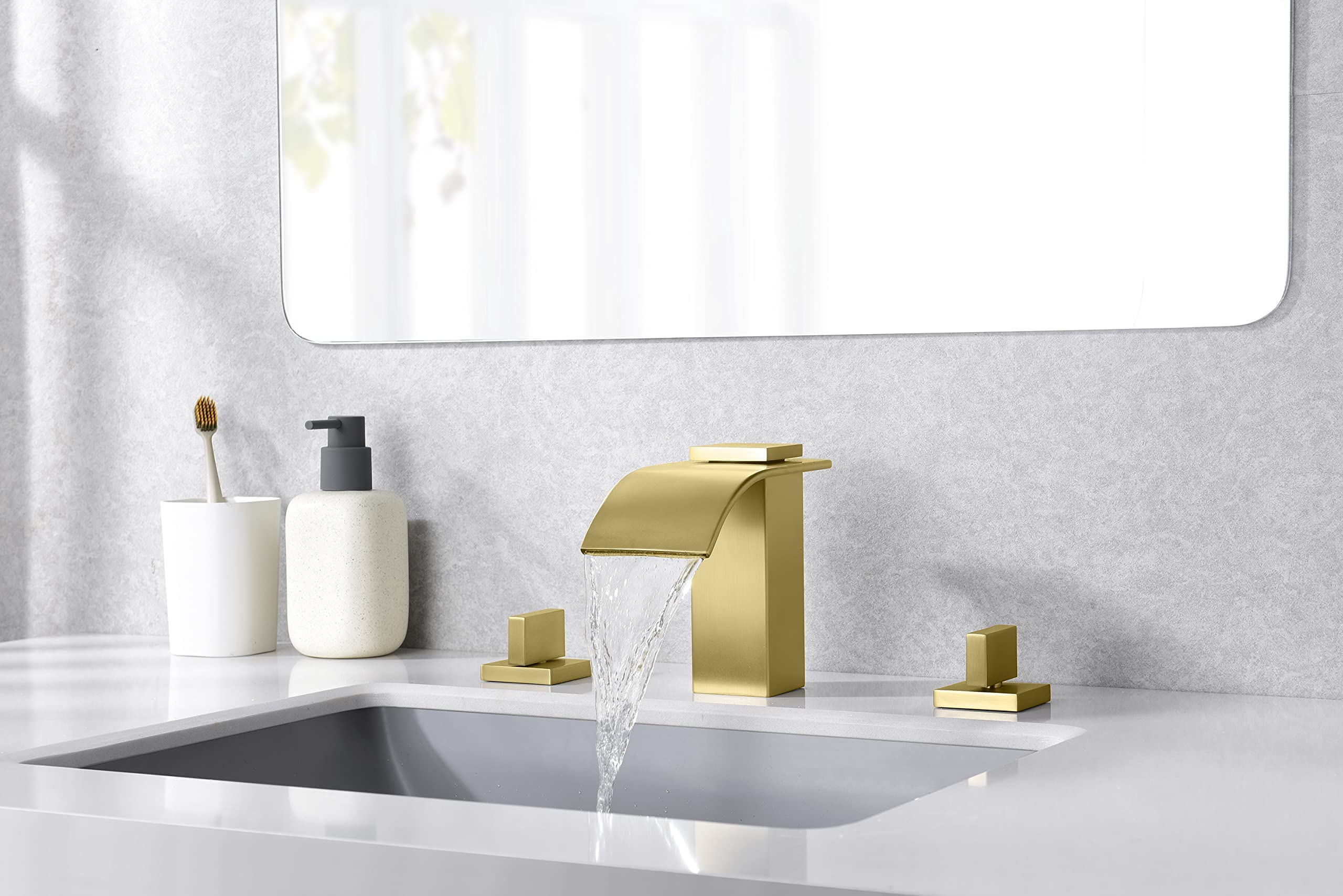 Widespread Bathroom Faucet S1408BGW & Roman Tub Faucet S2126BGW Set - Modern Matte Black Finish for Bathroom Vanity and Freestanding Tub | Perfect for Master Bathroom Renovation and Luxury Home Upgrade