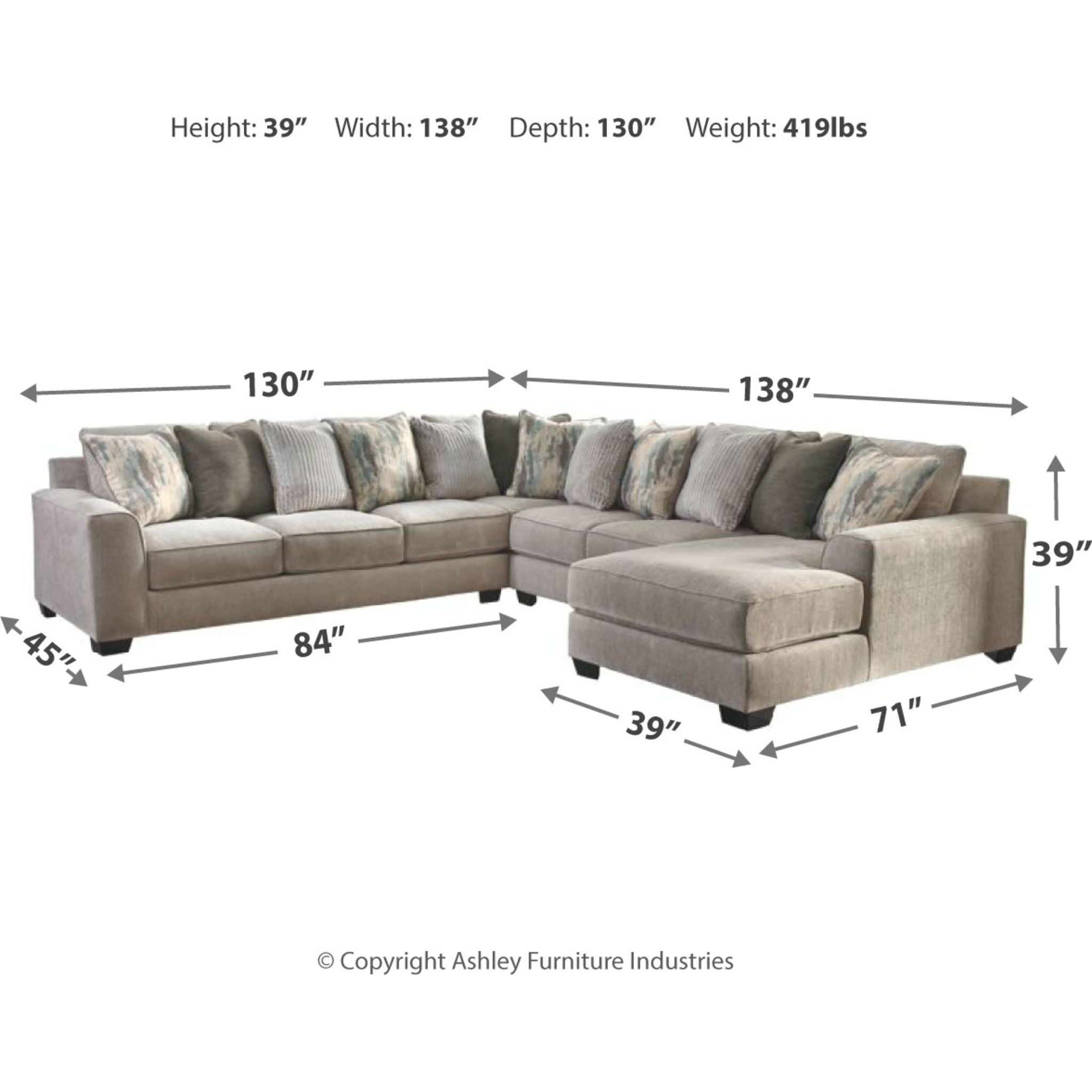 Ardsley 4-Piece Sectional Sofa with Chaise Lounge - Modern L-Shaped Living Room Couch for Small Spaces, Apartment & Family Gatherings