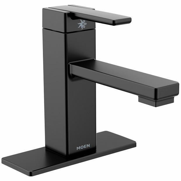 Moen S6710BL 90 Degree Single Hole Low Arc Bathroom Faucet in Matte Black - Perfect for Modern Bathroom Vanities and Powder Rooms