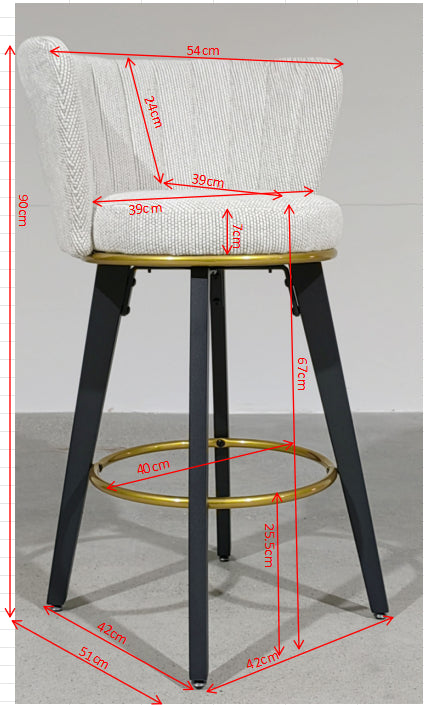 2-Pack Counter Height Bar Stools with 360° Swivel, Upholstered Back & Metal Legs - 26 Inch Seat Height, Velvet Fabric & Gold Footrest - Perfect for Kitchen Islands, Breakfast Bars & Home Decor