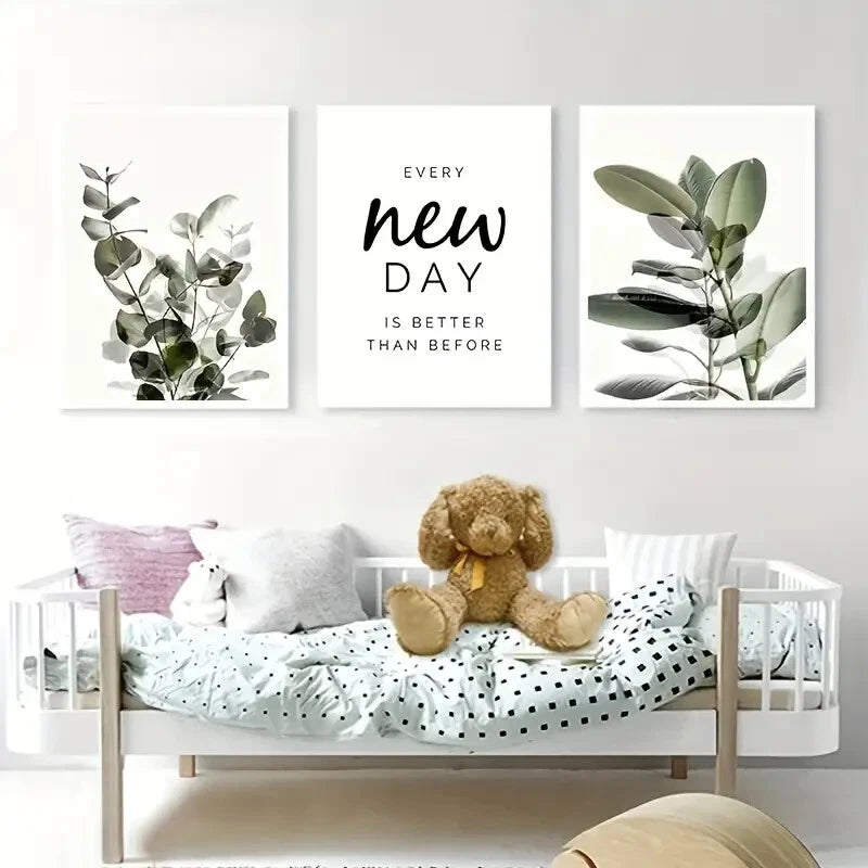 3-Piece Modern Green Plant Leaf Wall Art Set - Framed Canvas 40x60cm - High Quality Print - 100% Australian Made - Ready to Hang - Perfect for Living Room, Bedroom & Office Decor