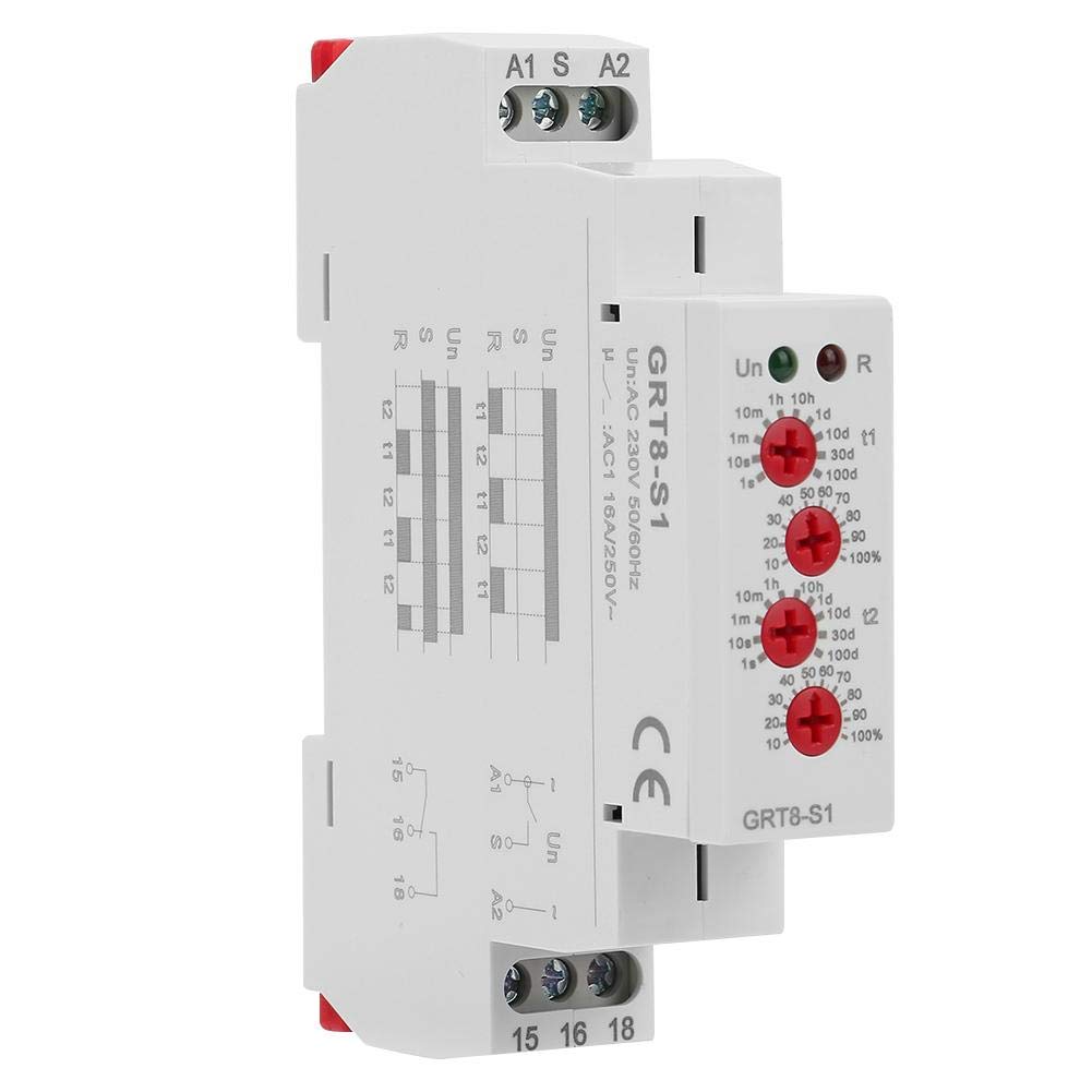 Sorand GRT8-S1 Mini Cycle Timer Relay - 230V AC Asymmetric ON/Off Repeat Cycle Delay Timer for Industrial Automation, HVAC Systems & Electrical Control Panels
