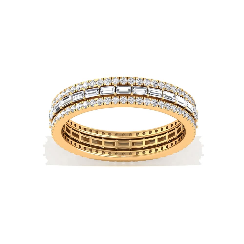 1.25 CT Moissanite Full Eternity Ring - Baguette & Round Cut Moissanite Wedding Band in 14K Solid Gold, Elegant Stackable Ring for Anniversary, Engagement, or Bridal Jewelry Gift