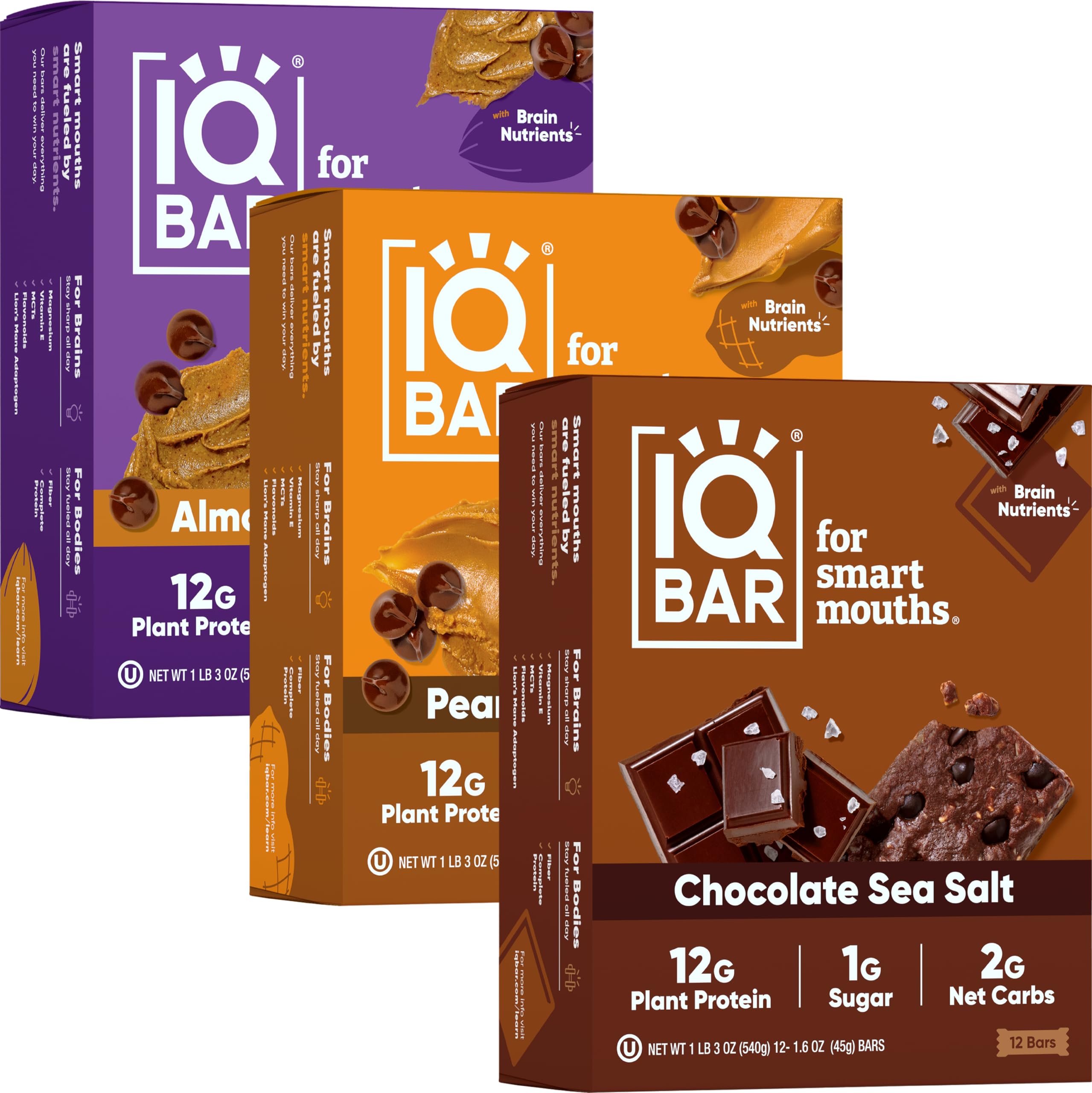 IQBAR Vegan Protein Bars - Chocolate, Low Carb, Gluten Free for Fitness & Travel