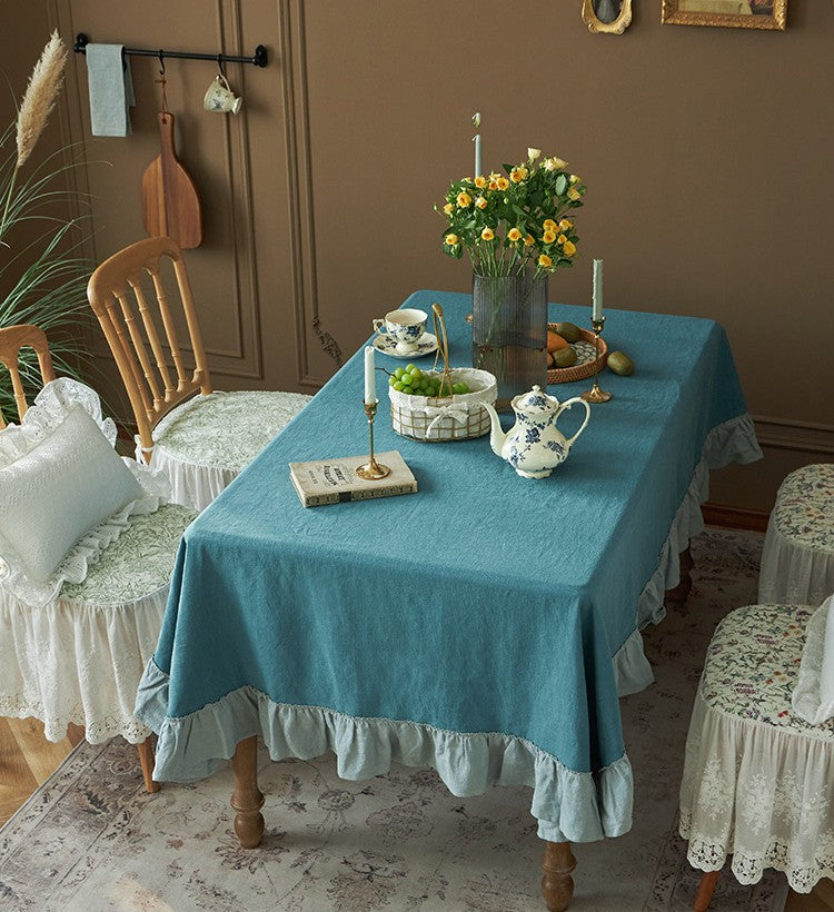 Premium Blue Modern Tablecloth - Extra Large Rectangle & Square Ramie Table Cover for Dining Room, Round Table - Elegant Home Decor for Parties, Weddings, and Everyday Use