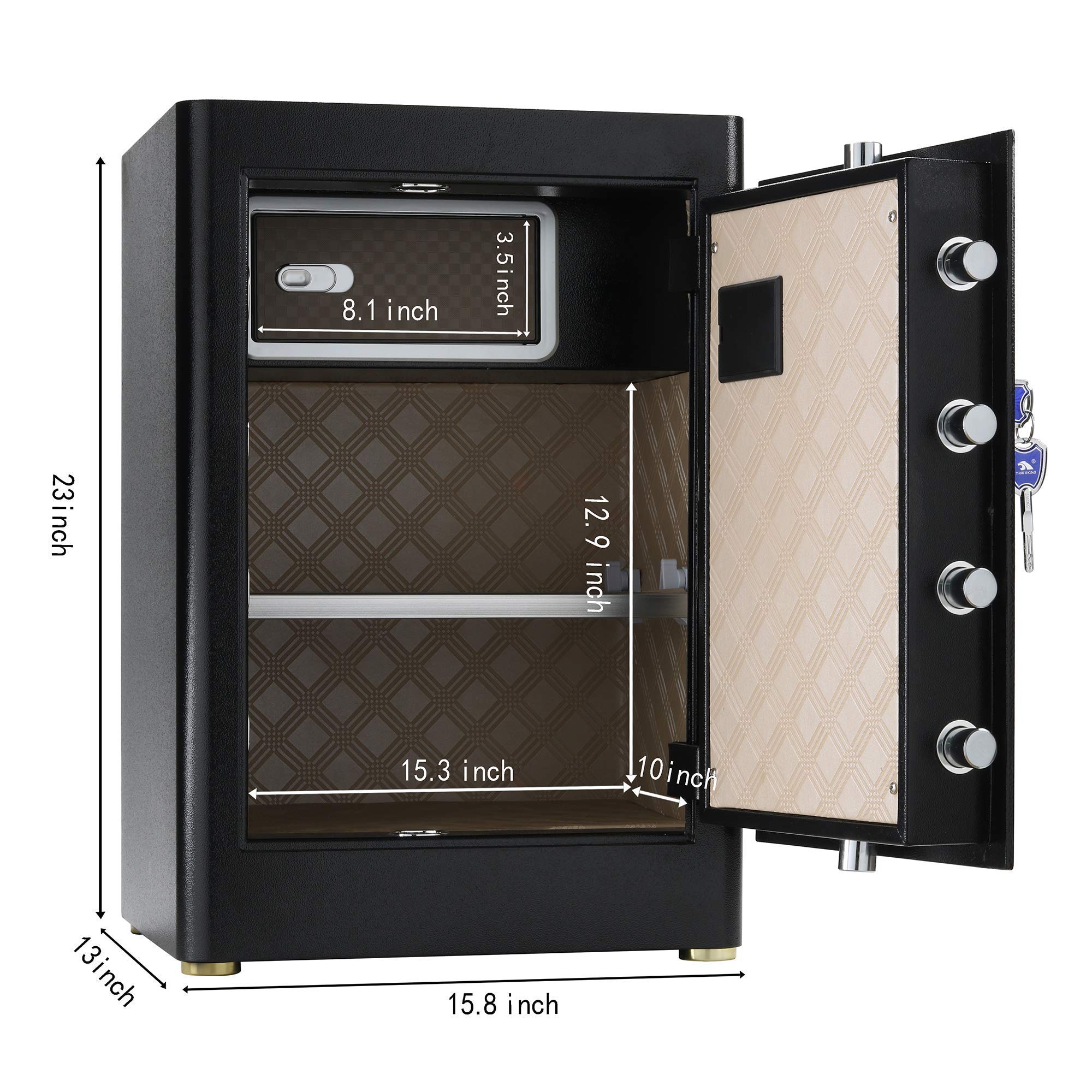 TIGERKING Large Digital Safe Box - 2.05 Cubic Feet Home Security Safe with Touch Screen Keypad & Built-in Lock Box | Fireproof Safe for Home, Office, Jewelry, Documents & Cash Protection
