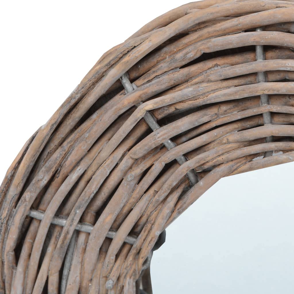3-Piece Rattan Wall Mirror Set - Farmhouse Bathroom & Bedroom Decor - Easy to Hang Wicker Mirror (5.9