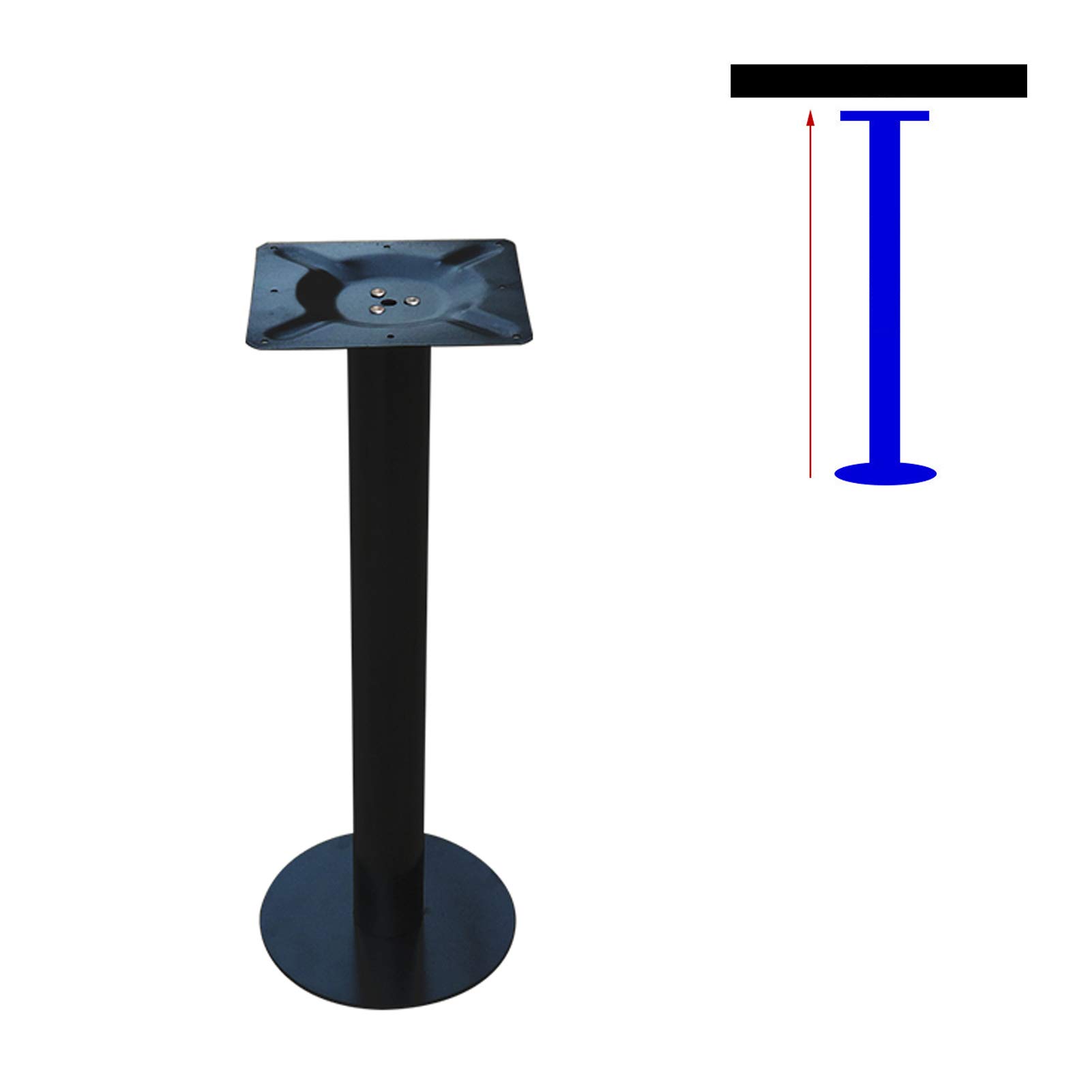 Heavy Duty Single Column Desk Leg - Black Metal Thickened Round Tube Bracket (50cm/19.7in) for Kitchen Breakfast Bar, Coffee Table, Workbench & Counter Support - Perfect for Home Office, Restaurant & Commercial Furniture