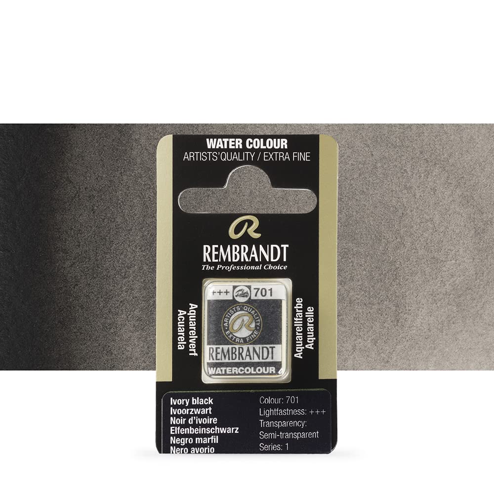 Rembrandt Watercolor Paint Half Pan Ivory Black - Professional Artist Grade Watercolor for Painting, Sketching & Mixed Media Art | Ideal for Canvas, Paper & DIY Projects