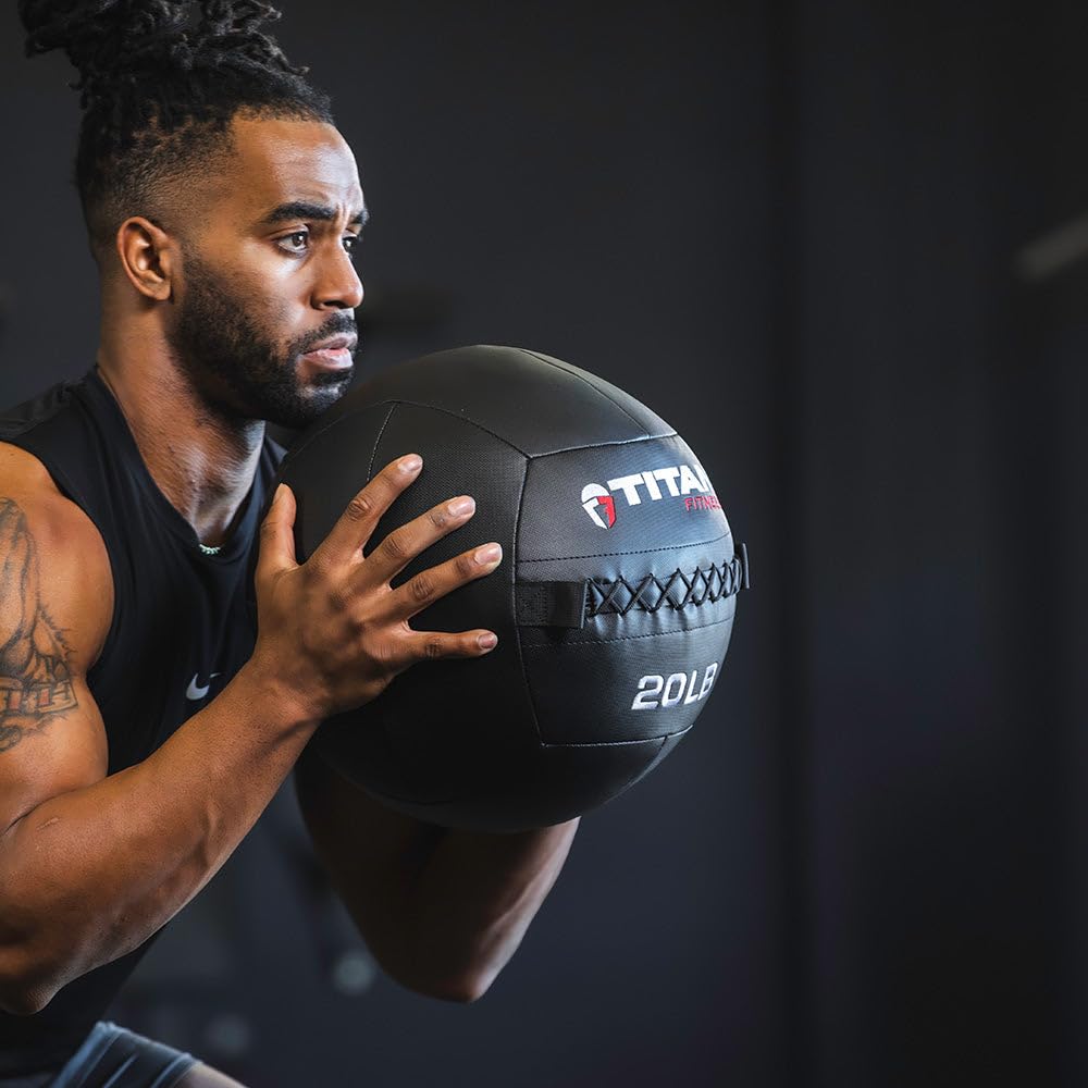 Titan Fitness 20 LB Composite Wall Ball - Soft Shell Poly-Composite Non-Slip Grip Medicine Ball for CrossFit, Strength Training & Functional Workouts - Perfect for Home Gym, CrossFit Box & Functional Fitness Training