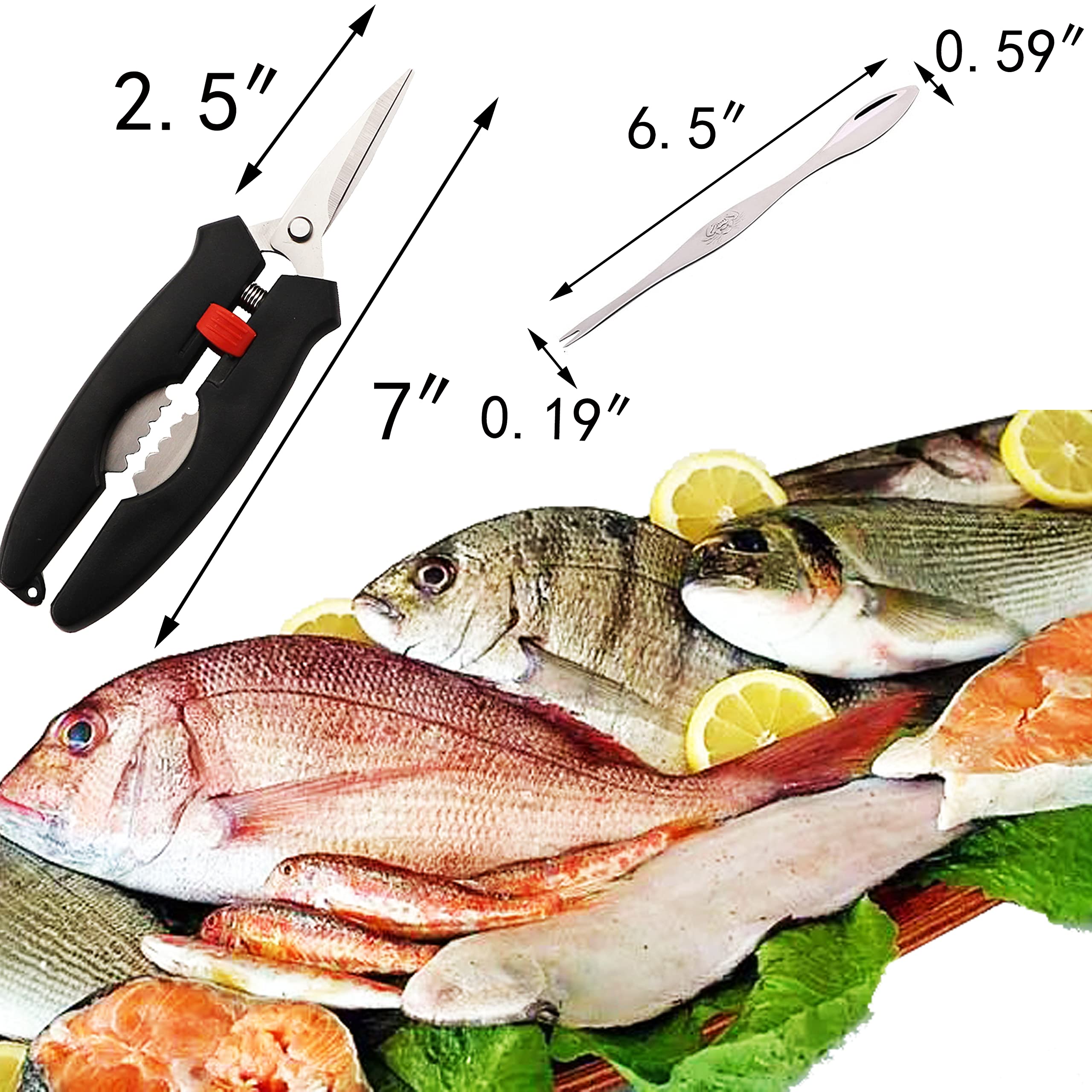 Premium Stainless Steel Seafood Scissors & Lobster Forks Set (8PCS) - Heavy Duty Crab Shell Crackers, Shrimp Scissors for Seafood Lovers - Perfect for Crab Legs, Lobster Tails, Shellfish & Seafood Parties