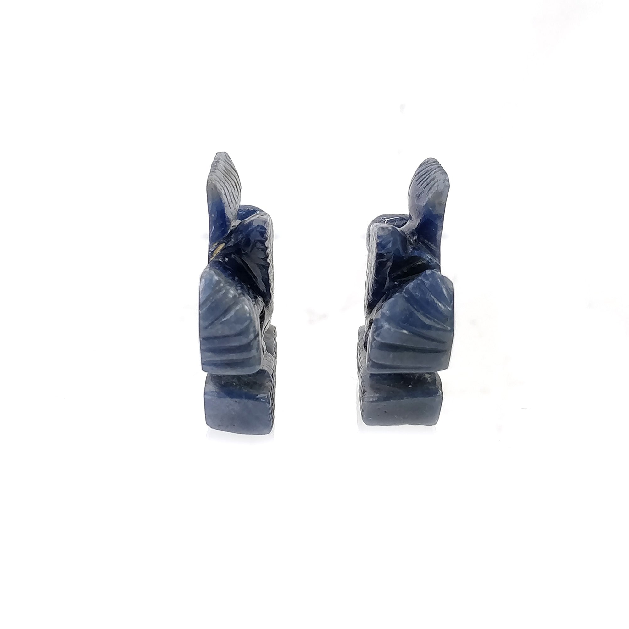 Natural Blue Sapphire Gemstone Carving - 243.20cts Untreated Unheated Handcrafted Bird Sculpture Figurine Pair (44x33mm) | Perfect for Jewelry Making, Home Decor & Spiritual Gifts