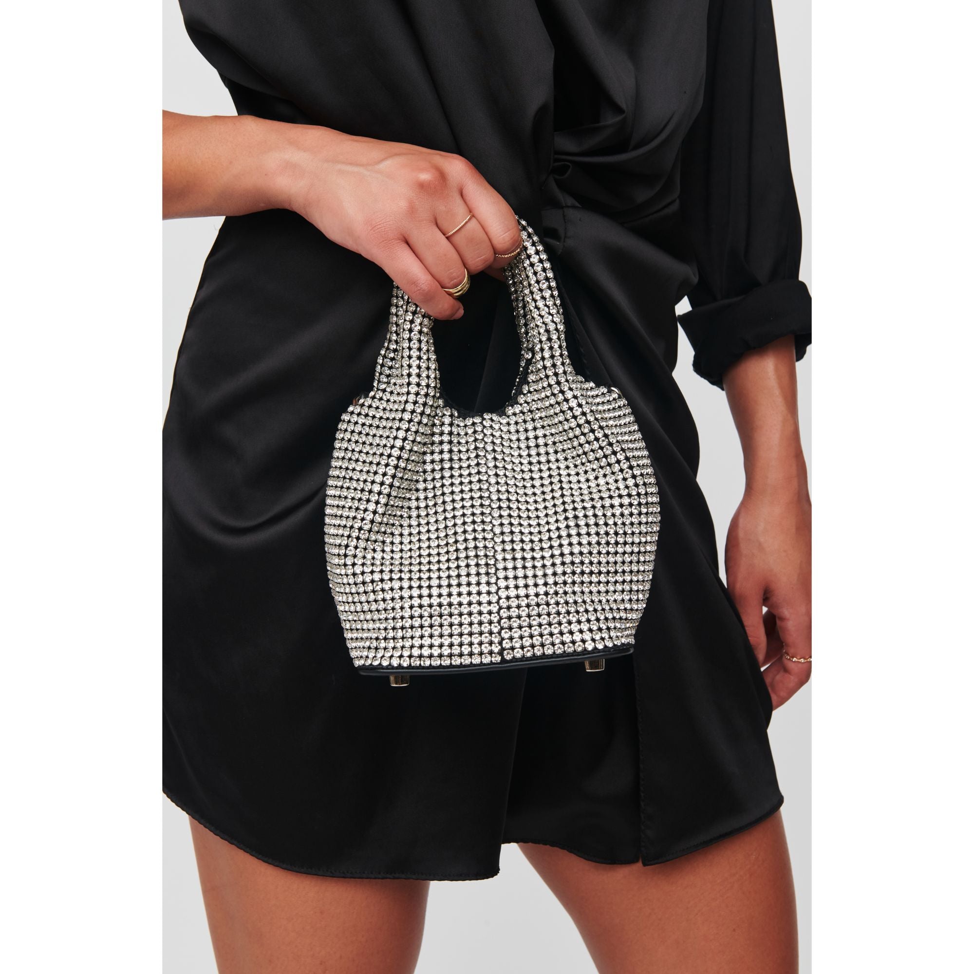 Rihanna Women's Evening Clutch Bag for Parties, Weddings & Special Occasions - Elegant Small Purse with Rhinestone Decor