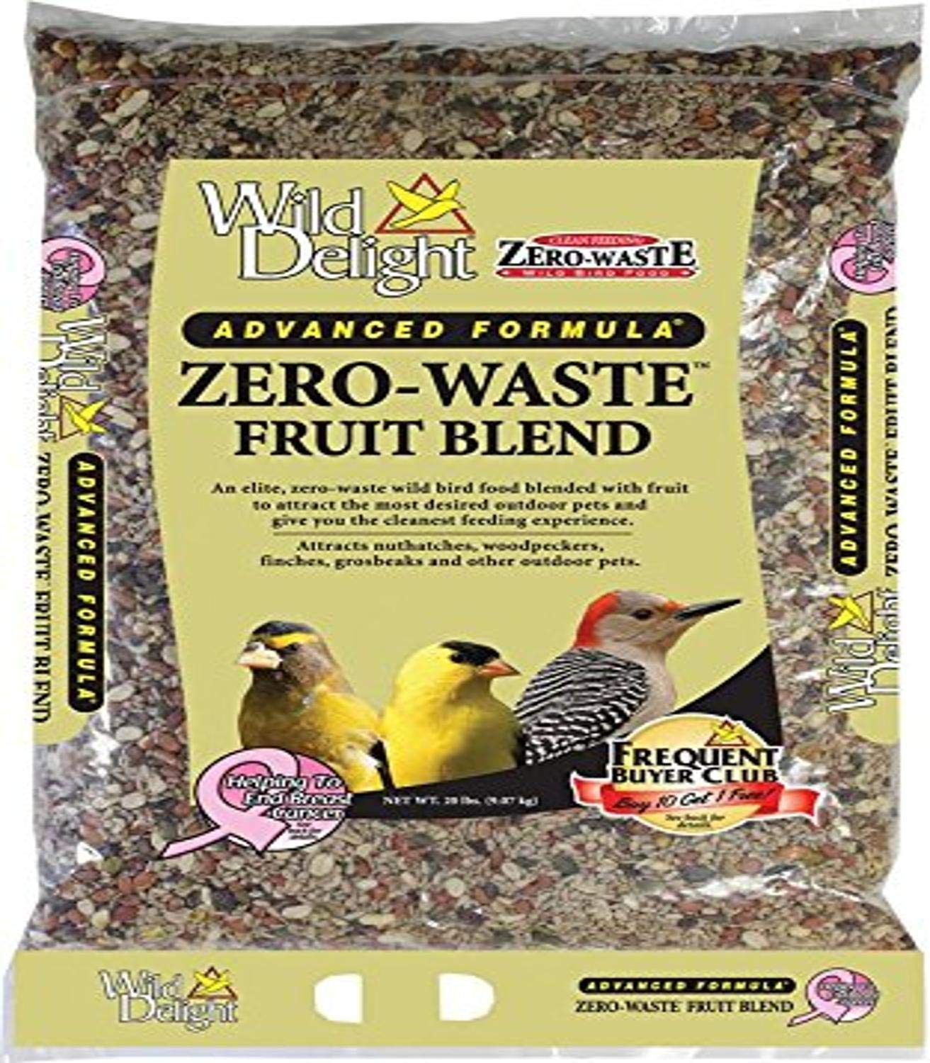 Wild Delight Zero-Waste Fruit Blend Bird Food - 20 Lb Bag, Premium Wild Bird Seed for Backyard Feeders, Attracts Cardinals, Bluebirds & Finches - Perfect for Garden, Patio & Nature Lovers