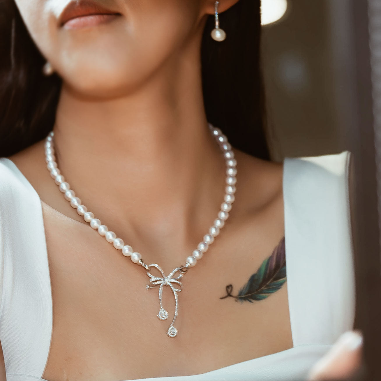 18K Gold Freshwater Pearl Necklace & Brooch Set - Elegant Jewelry Gift for Women | Perfect for Weddings, Parties & Special Occasions