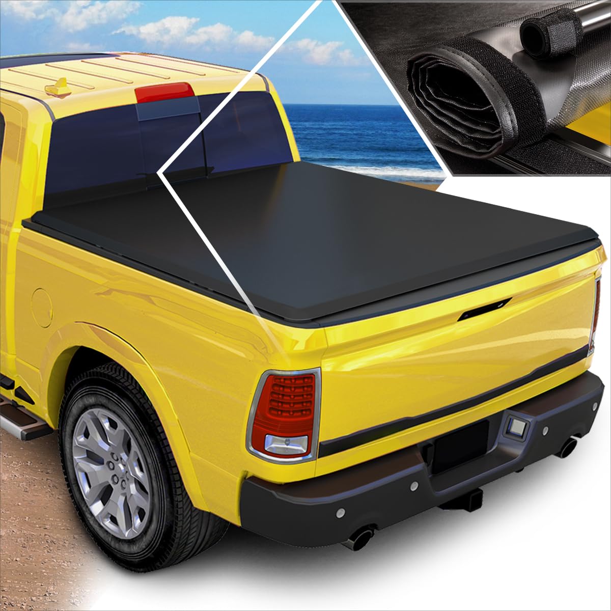 Vinyl Soft Roll Up Truck Bed Tonneau Cover for 1994-2003 Chevy S10 & GMC Sonoma 6Ft Fleetside - Waterproof Pickup Bed Cover | Perfect for Hauling, Camping & Outdoor Adventures