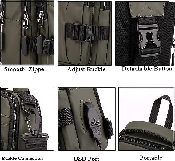 Waterproof Crossbody Sling Backpack for Men & Women - USB Charging Port, Lightweight Travel Bag for Hiking, Commuting & Outdoor Adventures