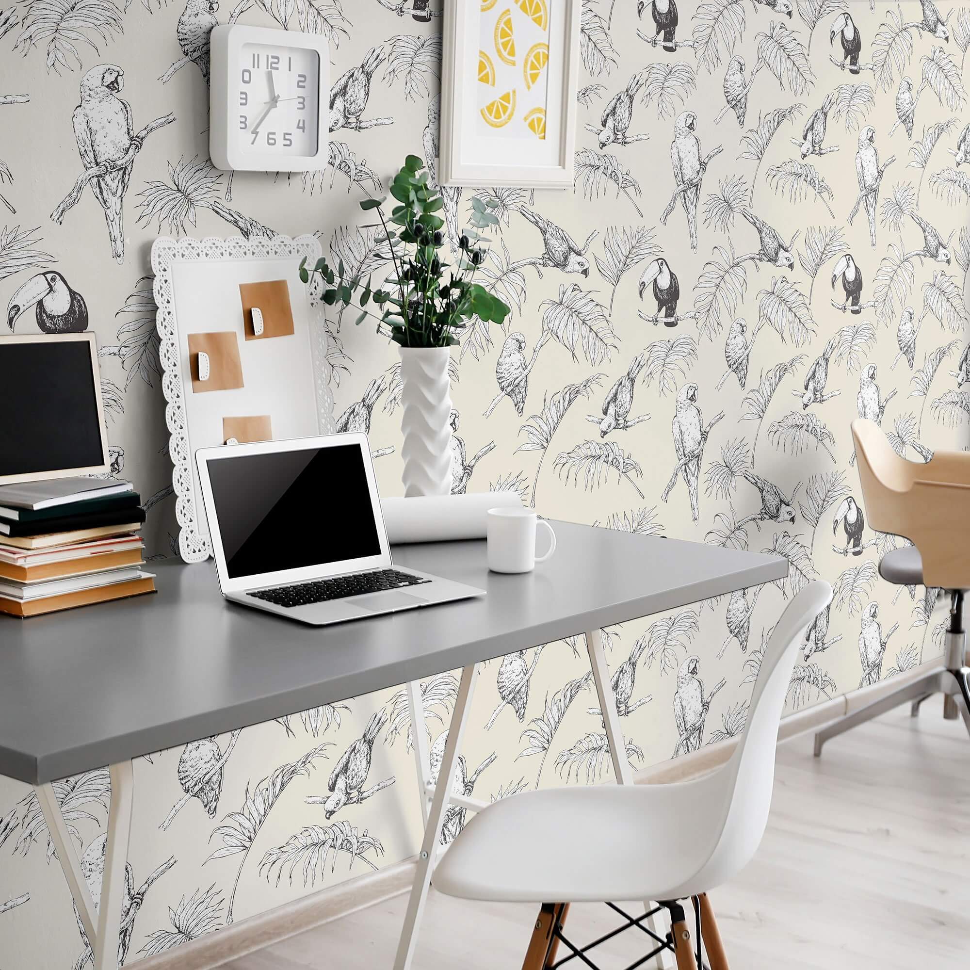 White Bird Animal Peel and Stick Removable Wallpaper - Self-Adhesive Decorative Wall Covering for Nursery, Bedroom, Living Room & Office Decor