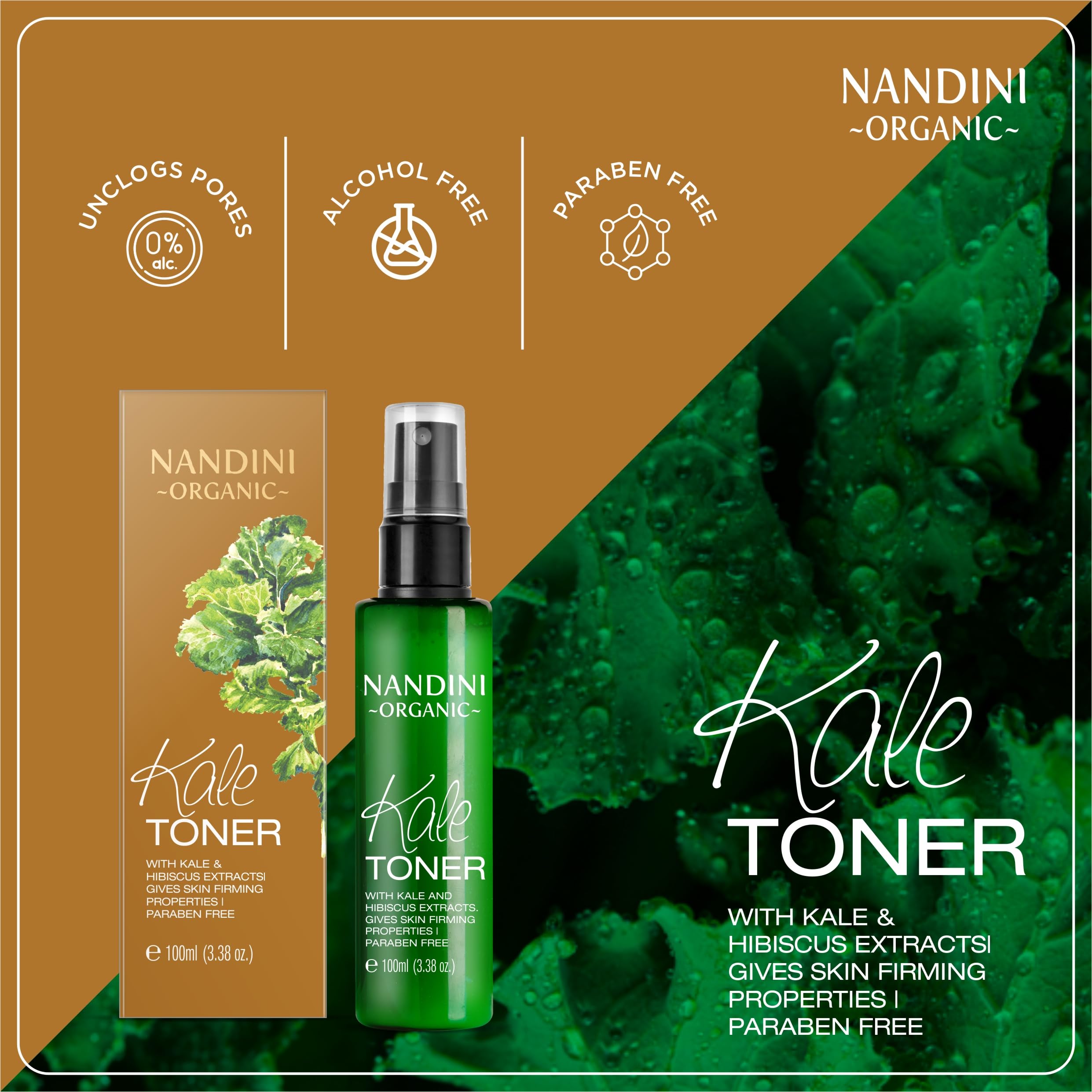 Kale Face Toner for Dark Spots & Wrinkles - Brightening & Anti-Aging Facial Toner for Glowing Skin | Perfect for Morning & Night Skincare Routine