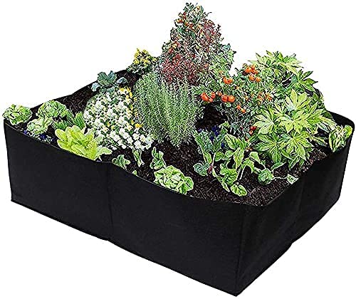 **2-Pack Fabric Grow Bags for Vegetables, Flowers & Herbs - 4 Divided Grids Aeration Raised Planting Beds - Ideal for Patio, Balcony & Indoor Gardening**