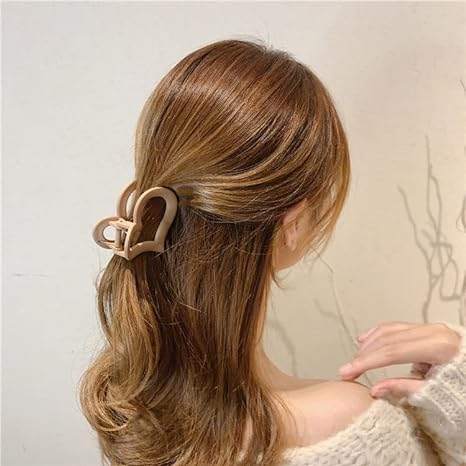 Non-Slip Hair Claw Clips for Women - Large Jelly Jaw Hair Clamps for Girls with Long Thick Hair (9cm, Heart Shape, 2-Pack) - Perfect for Workouts, Beach Days & Everyday Styling