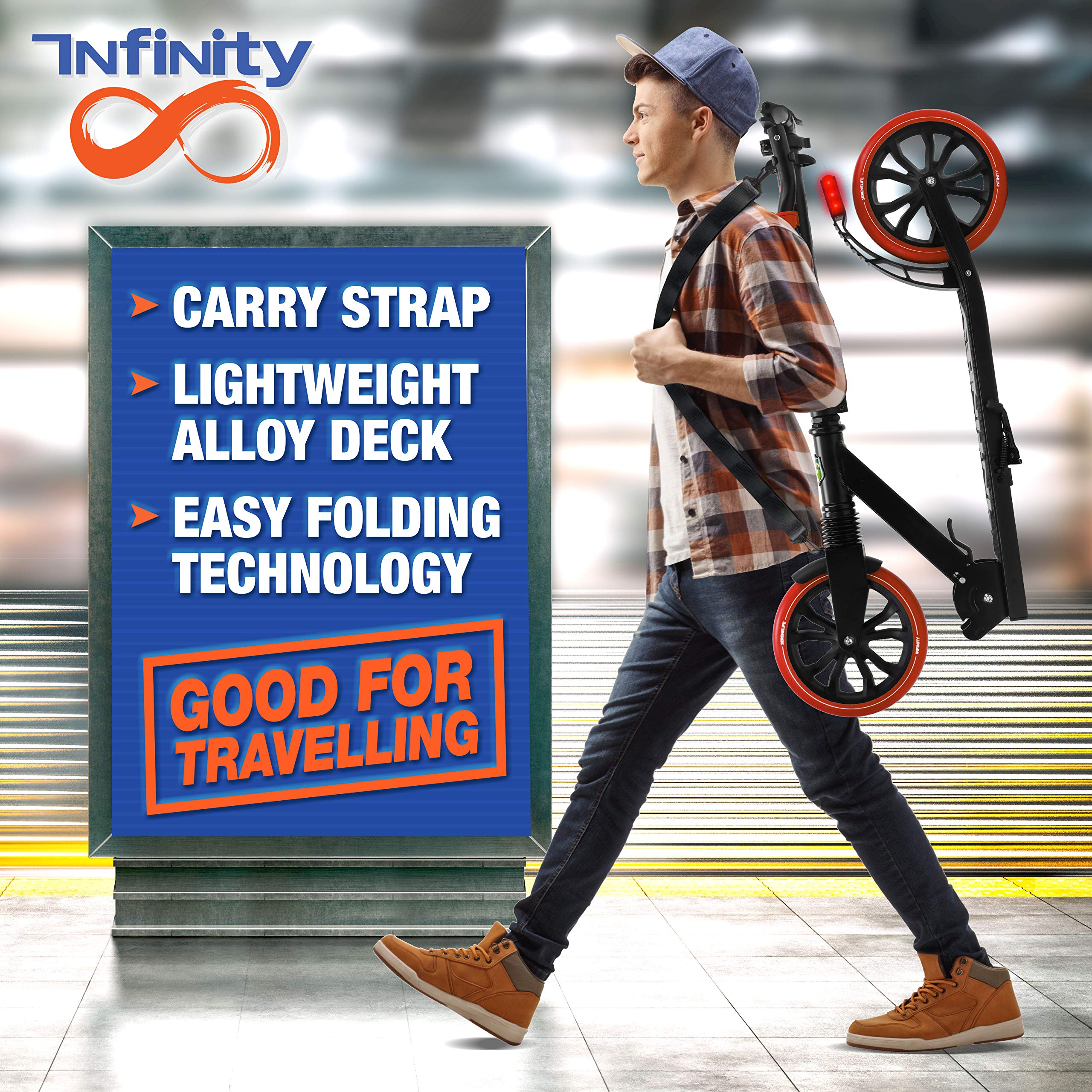 **SereneLife Adjustable Kick Scooter for Adults, Teens & Kids - 2-Wheel Folding Scooter with Anti-Slip Alloy Deck & T-Bar Handlebar - Portable Design with Carrying Strap - Perfect for Commuting, School & Outdoor Fun**