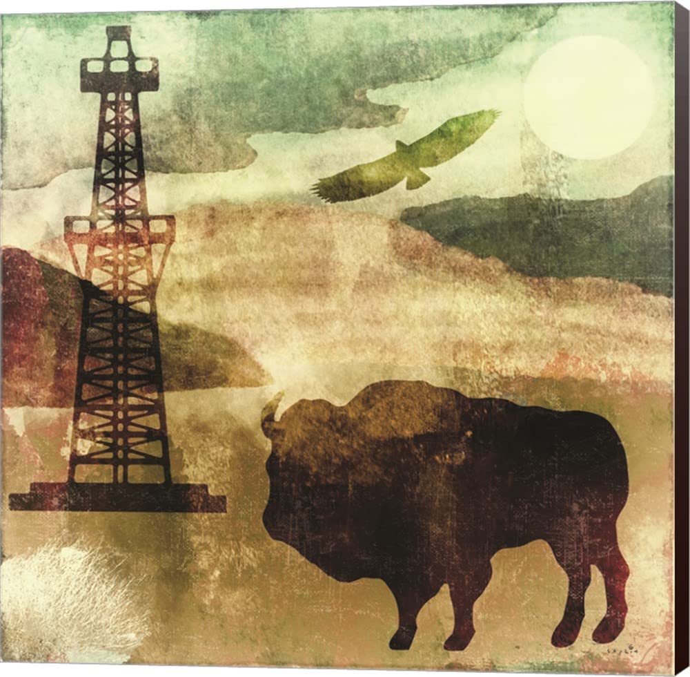 Texas Prairie II by Sophie - 12x12 Inch Canvas Art Wall Picture, Museum Wrapped with Espresso Sides - Perfect for Living Room, Bedroom & Office Decor