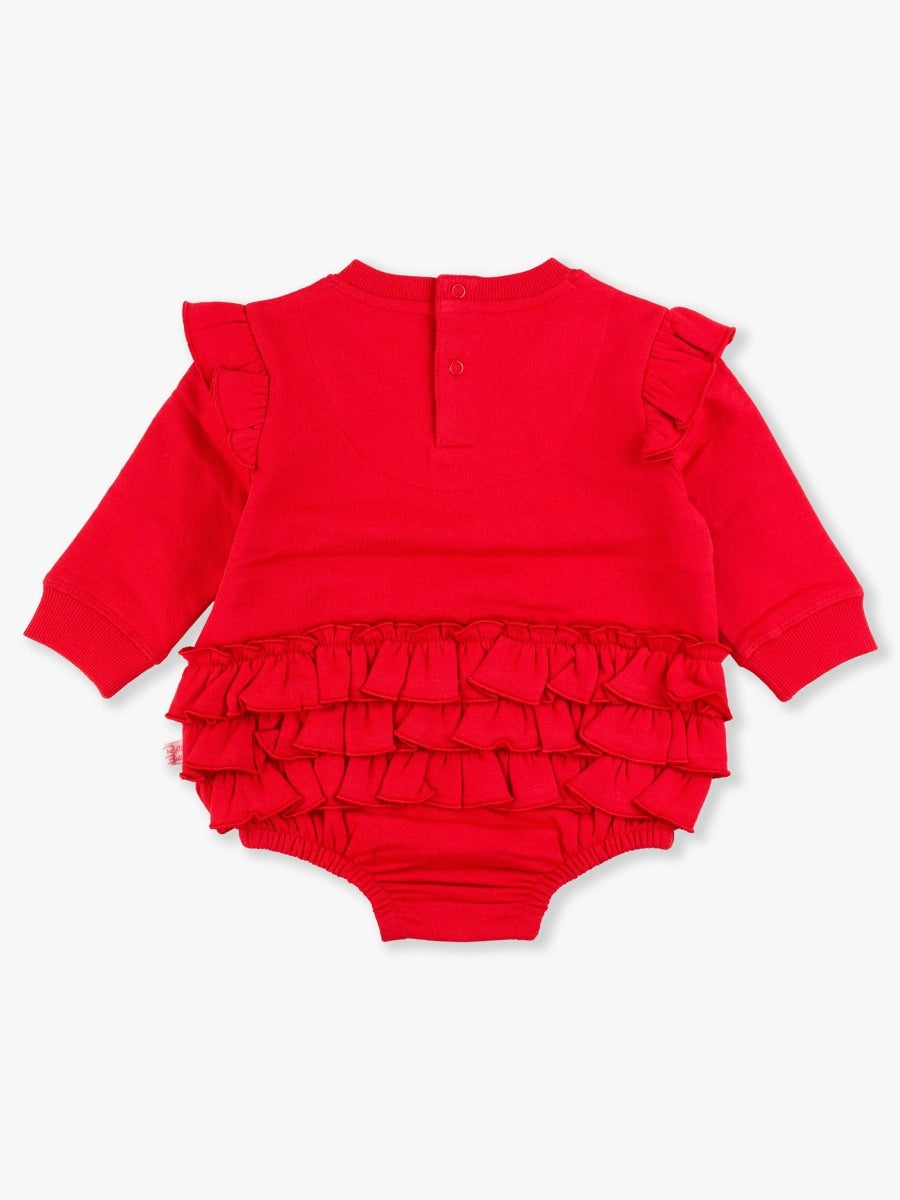 Trendy Red Sweatshirt Bubble Romper for Women - Cozy & Stylish One-Piece Jumpsuit | Perfect for Casual Outings, Loungewear & Instagram Outfits