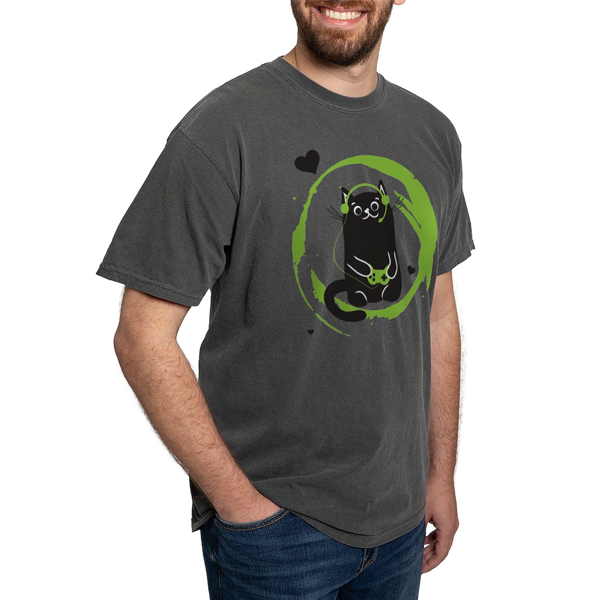 Gamer Cat T-Shirt for Men - Comfort Colors Soft Cotton Tee - Perfect for Gaming, Casual Wear & Gifts