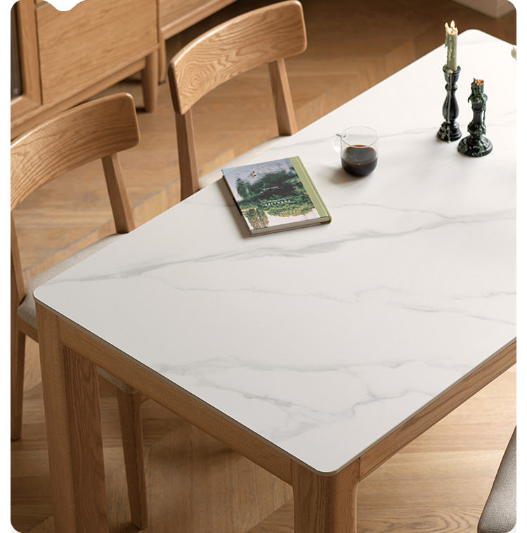 Solid Oak Wood Dining Table - Simple Modern Design for Kitchen, Dining Room & Small Spaces