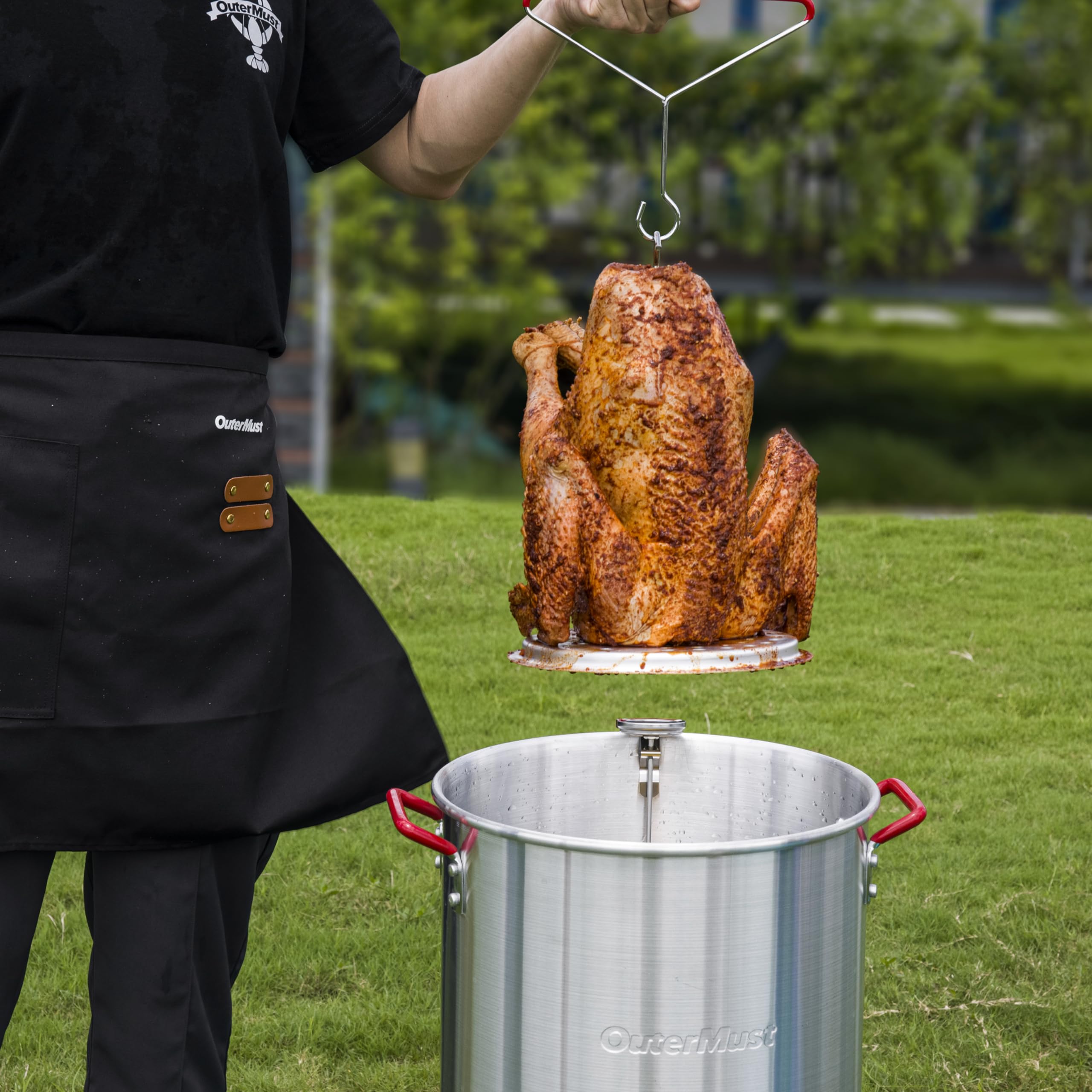 30 QT Turkey Deep Fryer with Basket & 50,000 BTU Burner - Outdoor Cooking for Turkey, Crawfish, Crab & French Fries - Perfect for Thanksgiving, Camping & Backyard Parties