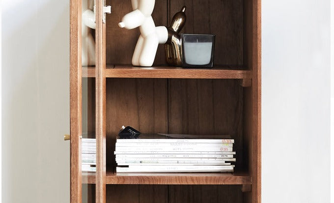 Solid Oak Wood Side Cabinet - Walnut Finish | Rustic Home Decor for Living Room, Bedroom & Entryway Storage
