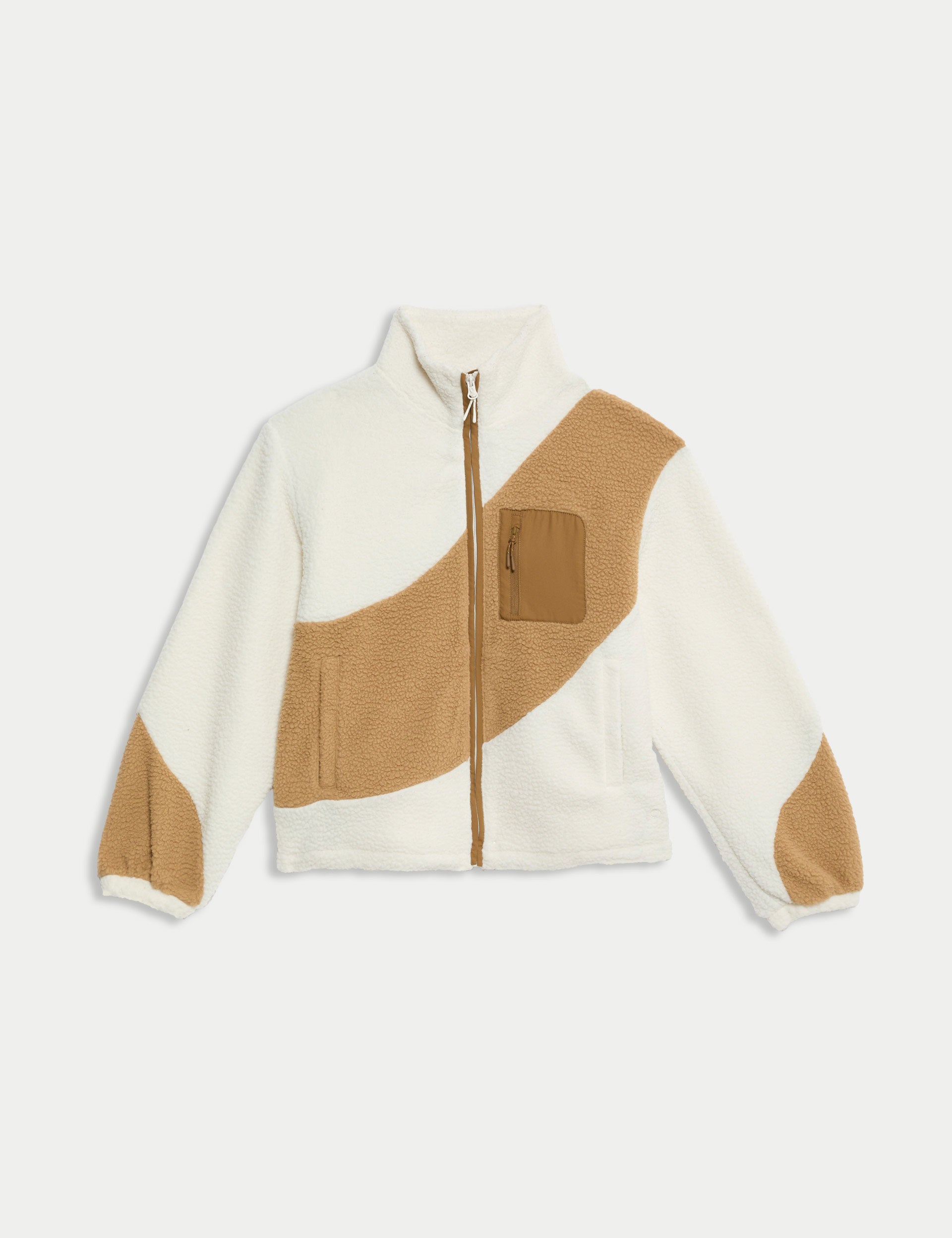 Borg Zip Up Funnel Neck Fleece Jacket - Ivory Winter Warm Pullover for Men & Women | Perfect for Outdoor Activities, Hiking, and Casual Wear