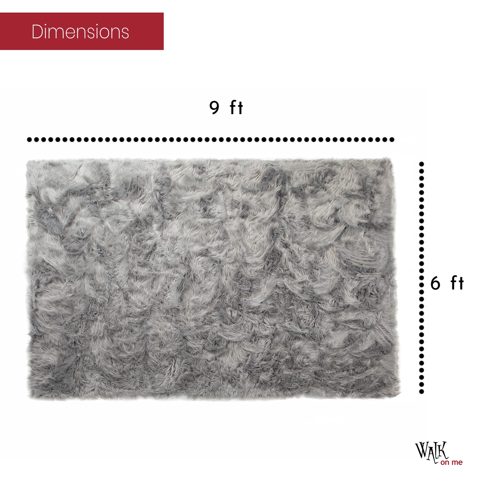 6x9 Feet Gray Faux Fur Rug - Ultra Soft Fluffy Sheepskin Area Rug for Living Room, Bedroom, Nursery | Non-Slip Backing & Machine Washable | Cozy Home Decor Accent for Kids Room, Dorm, Office