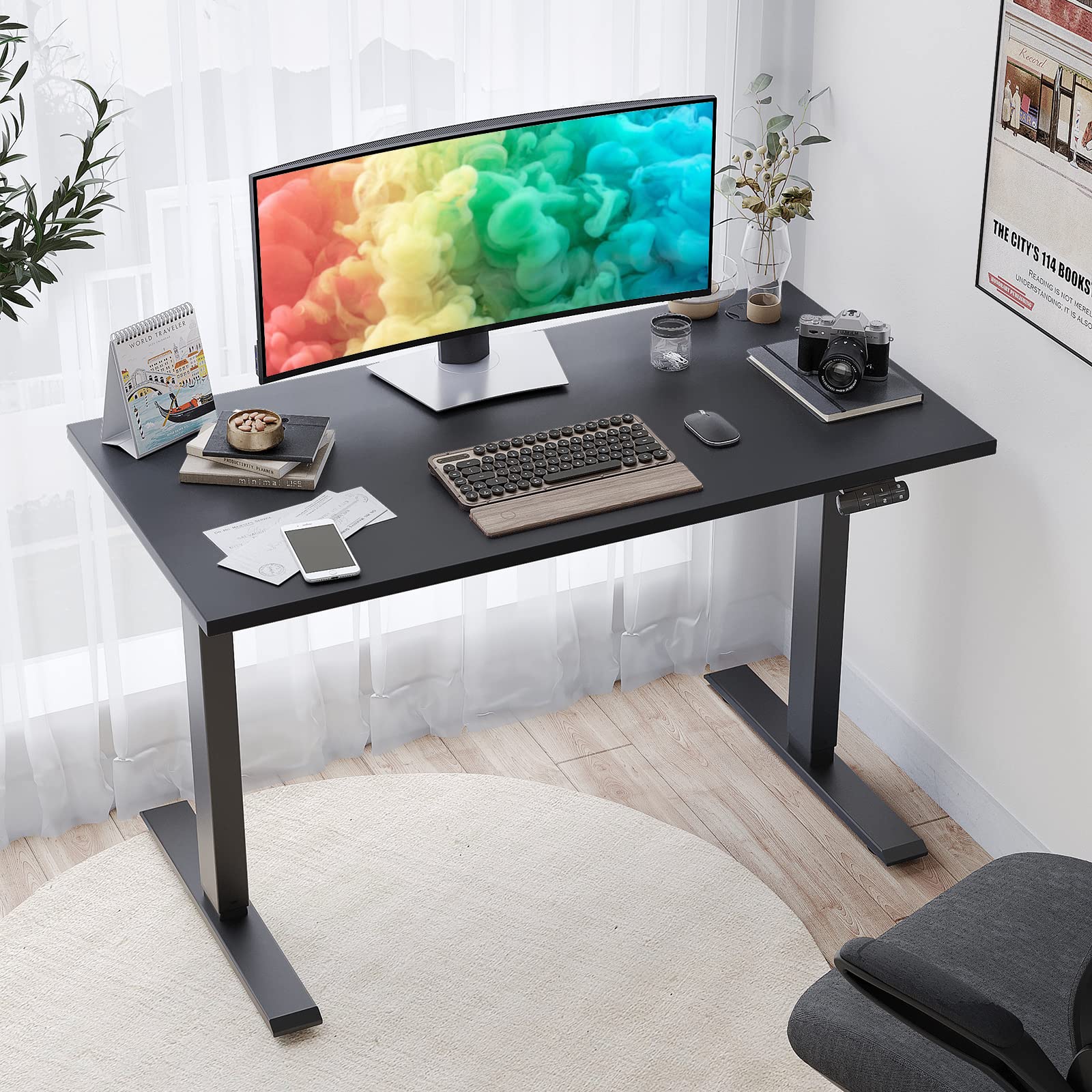 Sunon Smart Advanced Standing Desk - Dual Motor Electric Adjustable Height Desk for Home Office, 48