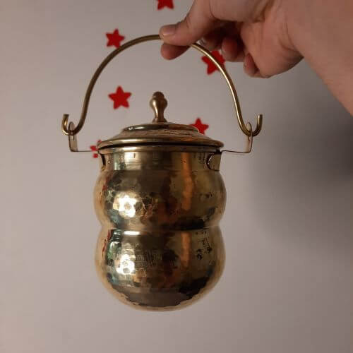 Brass Pot Shaped Storage Ghee Thooku - Traditional Indian Ghee Container for Kitchen & Pooja Rituals | Perfect for Storing Ghee, Butter & Sacred Offerings