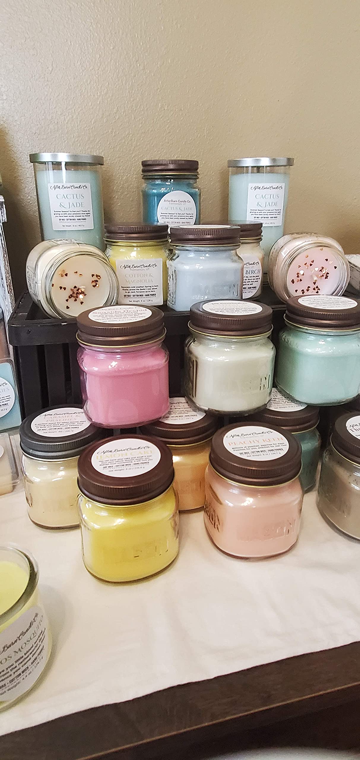 8 oz Mason Jar Candles - Mango Coconut, Lemon Cake, Grapefruit Eucalyptus & Peach Scented Soy Wax Candles for Home, Office, Spa Relaxation & Gift Giving