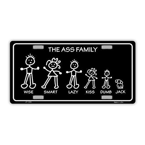 Funny Novelty 'The Ass Family' Metal Vanity License Plate Cover - 12
