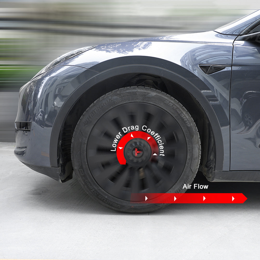 4PCS Tesla Model Y Wheel Caps - Überturbine Style 19-Inch Gemini Wheel Covers in Matte Black | Perfect for Model Y 2020-2023 | Enhance Style & Protect Wheels from Scratches