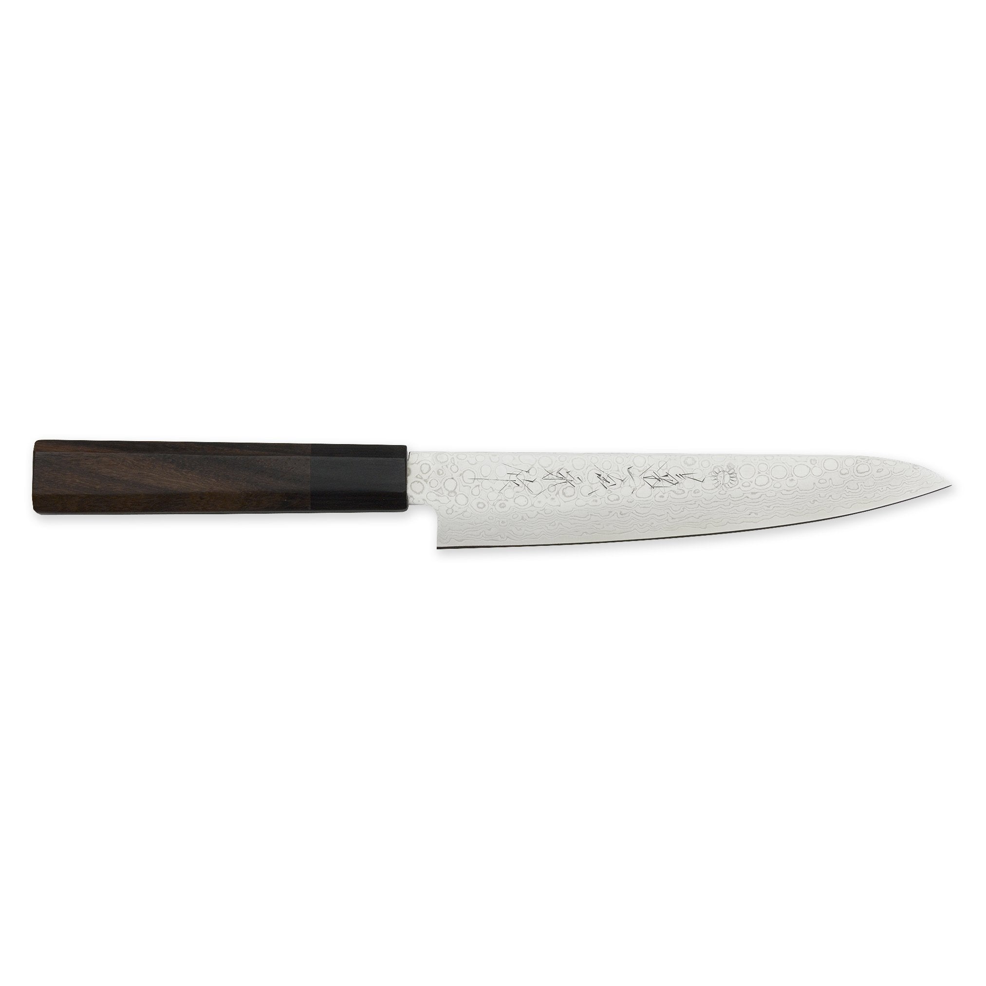 Kikuichi NWD Nickel Warikomi Damascus 45-Layer Rosewood Petty Knife 150mm - Premium Japanese Kitchen Knife for Slicing, Peeling & Precision Cutting