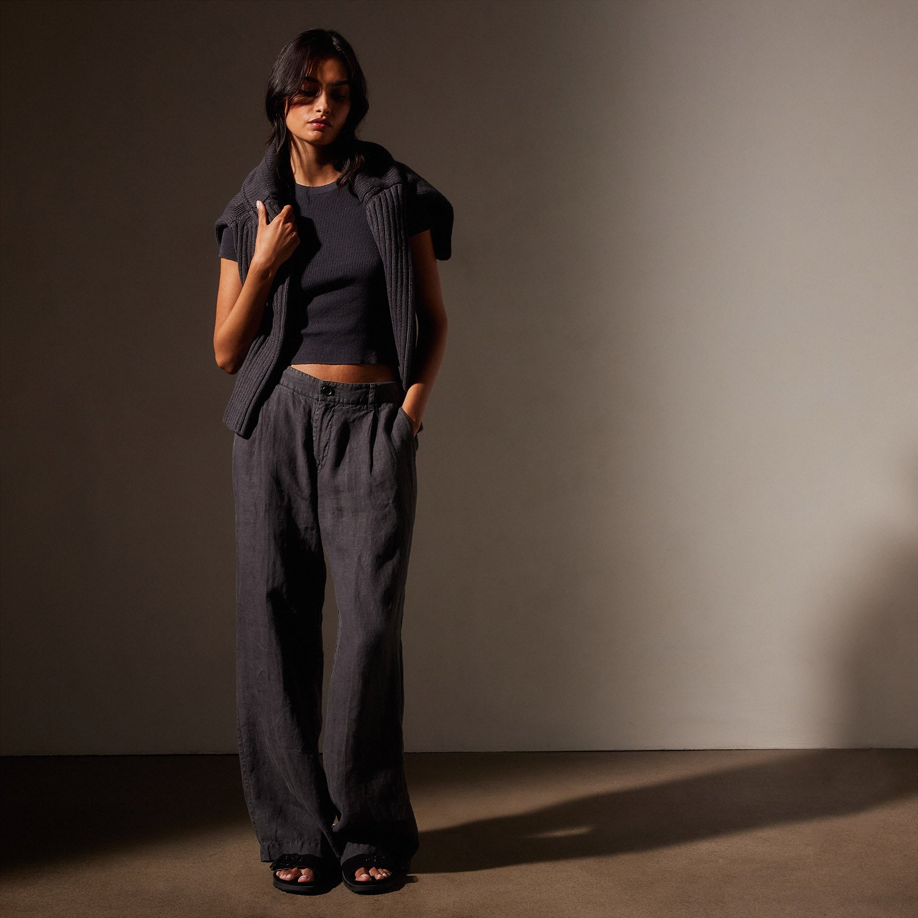 Linen Pleated Pants for Women - Comfortable High Waisted Wide Leg Trousers with Magma Pigment | Perfect for Office, Travel & Casual Wear