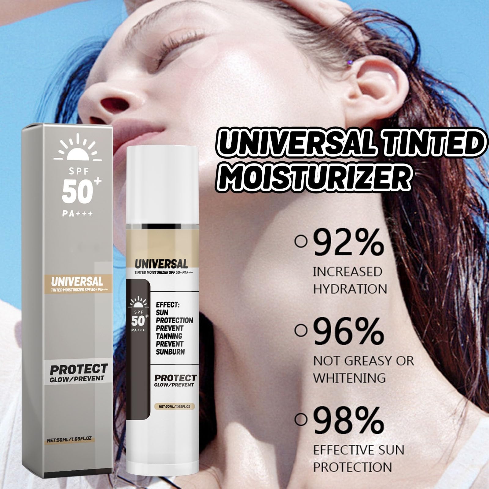 Peppermint Cooling Watery Sun Gel Lotion SPF50+ PA+++ - Korean Sunscreen for Face & Body, Soothing Sun Protection for Summer, Beach & Outdoor Activities