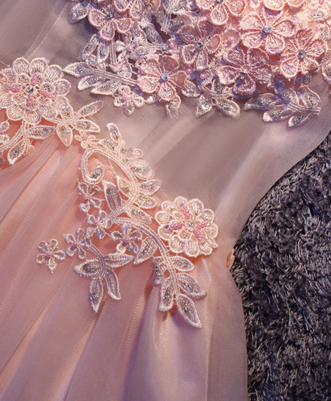 Elegant Pink A-Line Tulle Lace Short Prom Dress for Homecoming, Party & Special Occasions | Perfect for Dances, Weddings & Formal Events