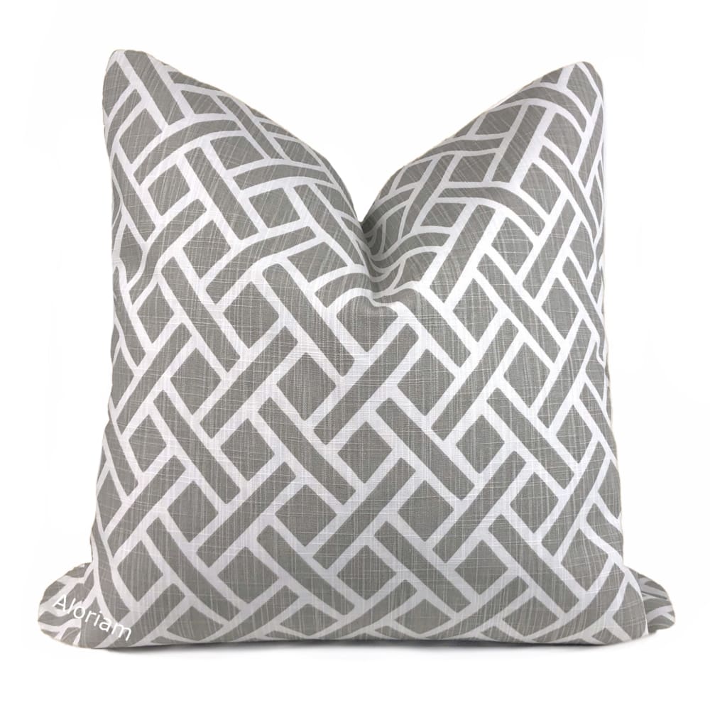 Darcy Gray White Diamond Lattice Pillow Cover - Decorative Square Cushion Case for Sofa, Bed, Living Room & Home Decor