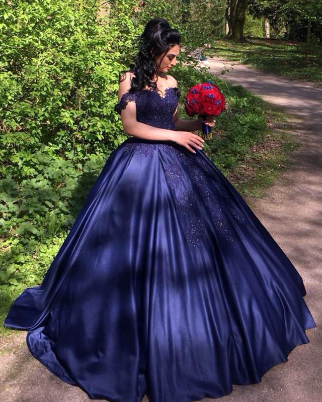 Elegant Beaded Lace V-Neck Off-Shoulder Satin Wedding Dress Ball Gown for Bride - Perfect for Beach, Church, and Formal Wedding Ceremonies
